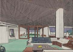 Figura 2 - Casa do Mar Casado, perspectiva da sala de estar.  Fonte: Arquivo Eduardo Longo