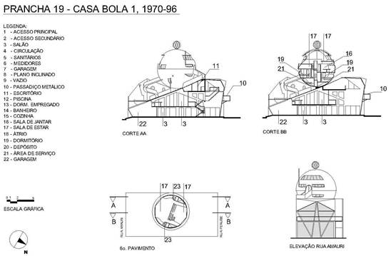 Figura 36  – Casa Bola 1 – desenho em cad.  Fonte: Edite Galote R. Carranza