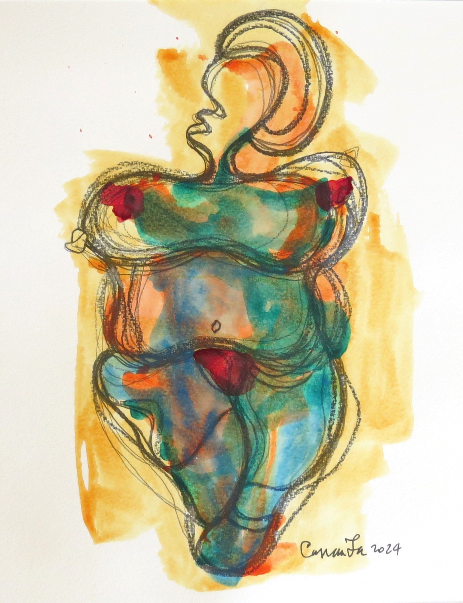 2024 The Buddha Woman VII, Watercolour and Graphite on Canson, 320x240 mm 300g