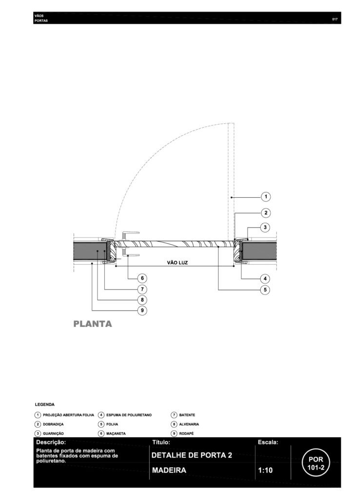 017 POR 101-2 Batente de madeira fixa com espuma R6