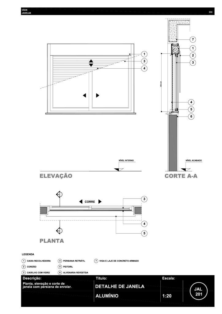 033 JAL 201 Janela de alumínio com persiana R6