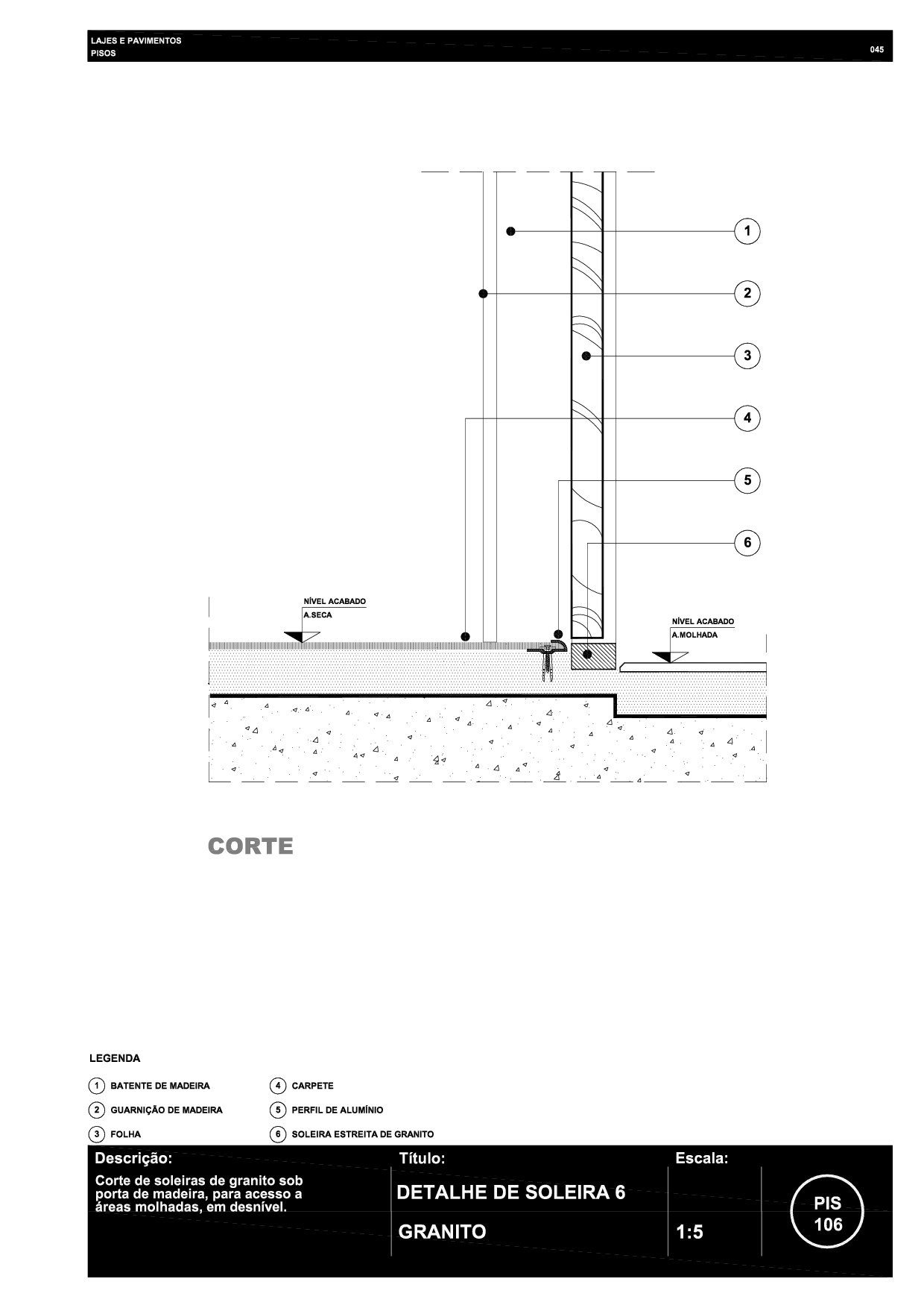 045 PIS 106 Soleira área molhada/seca R6