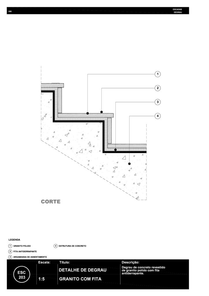 066 ESC 203 Degrau revestido de granito com fita R6