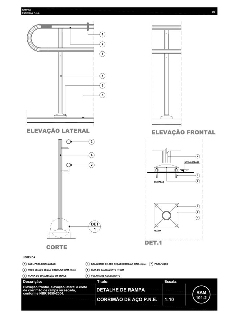 073 RAMV 101-2 Corrimão PNE PARA RAMPA R6