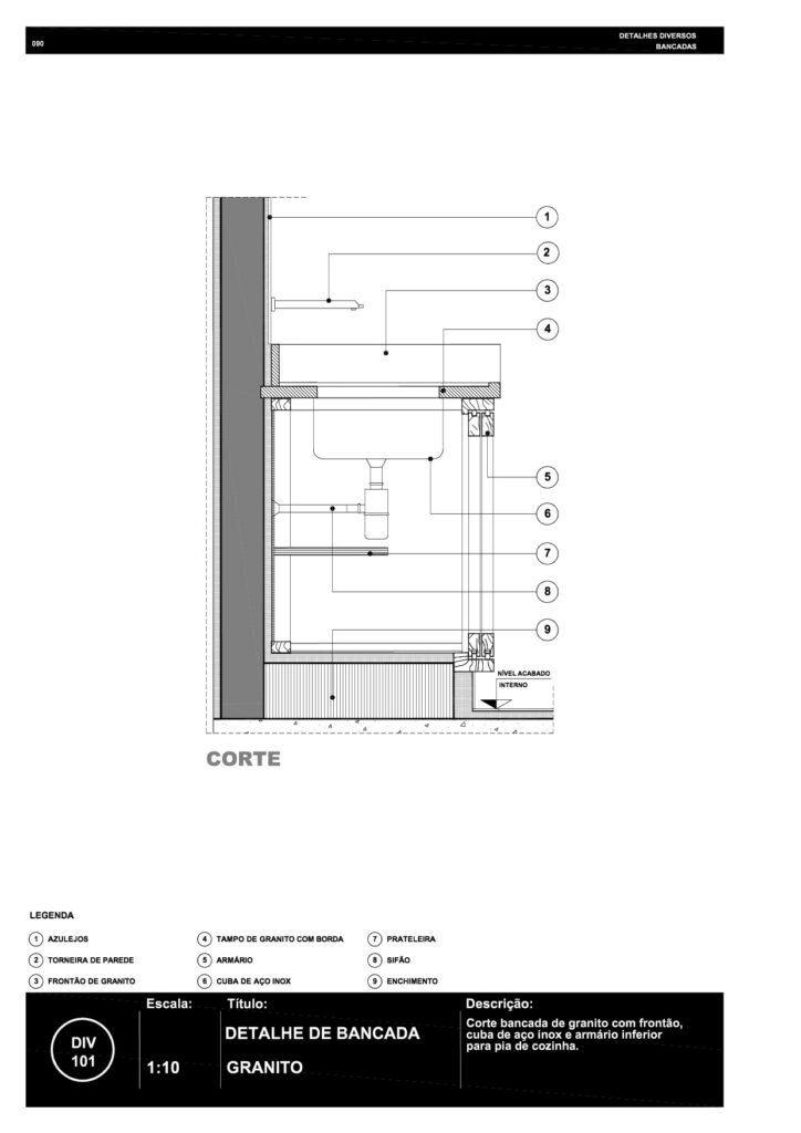 090 DIV 101 Bancada de granito com gabinete R6