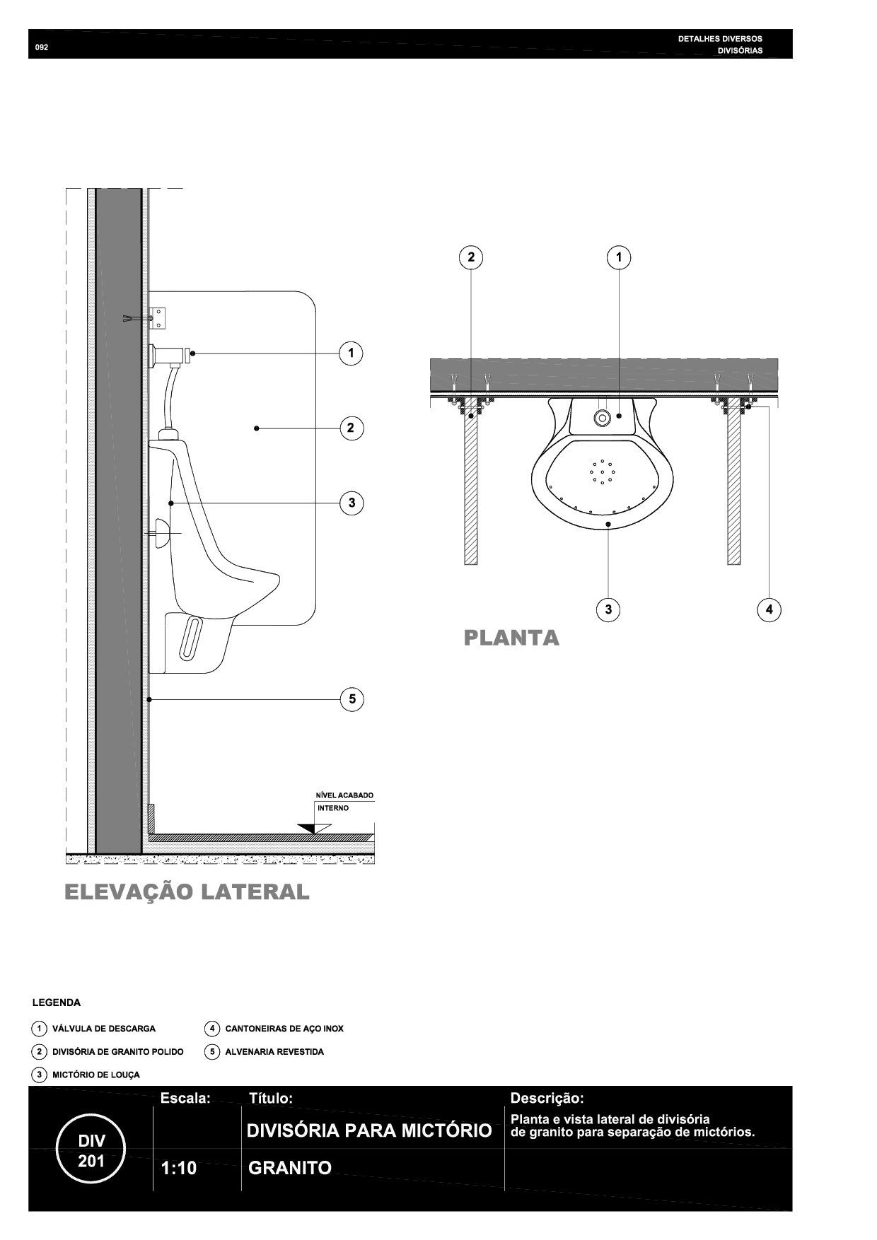 092 DIV 201 Divisória para mictório R6